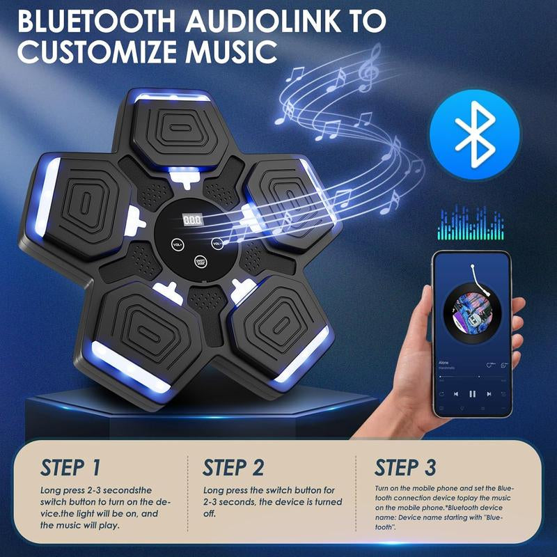 Music Boxing Machine for Adults Kids with Boxing Gloves, Boxing Wall Mount Machine 9 Speeds & 9 Modes, Smart Bluetooth Punching Trainer